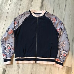 Floral Satin Bomber Jacket